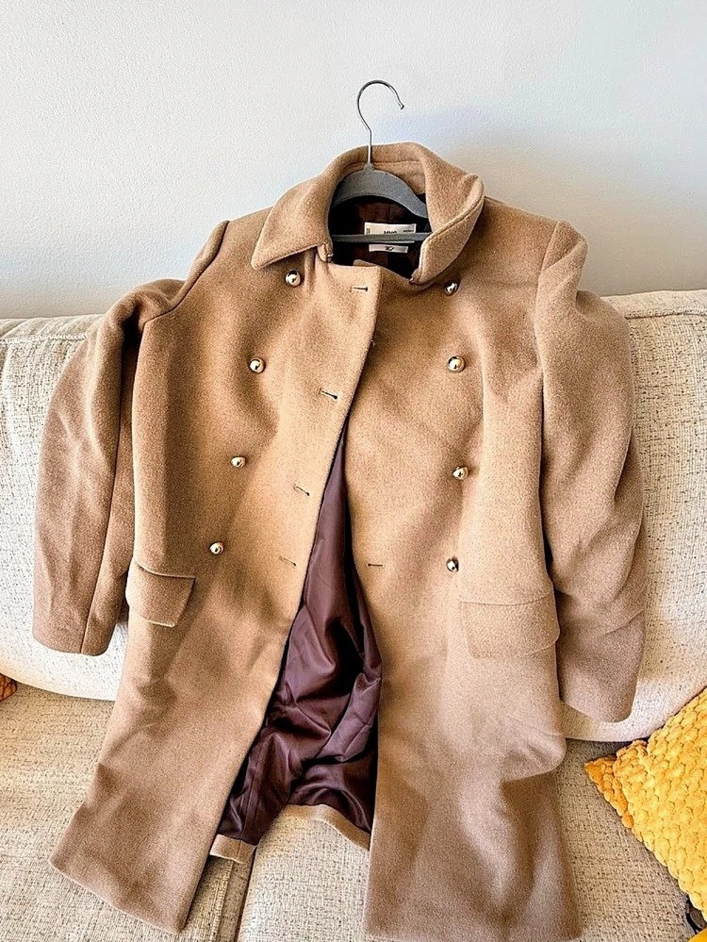 Mango Wool-Style Pea Coat in Brown Size XS